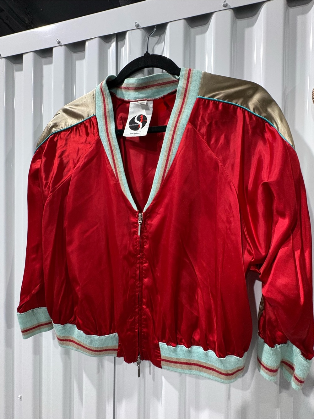 Plein Sud Vintage Red Satin Bomber Jacket | Made in France | Size 40
